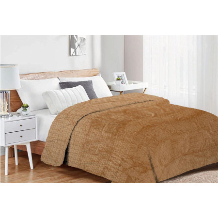 Κουβέρτα Coral Fleece Jacquard Brick 02 220X240 Beige 100% Polyester