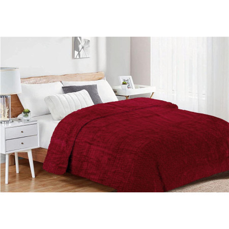 Κουβέρτα Coral Fleece Jacquard Brick 04 220X240 Bordeaux 100% Polyester