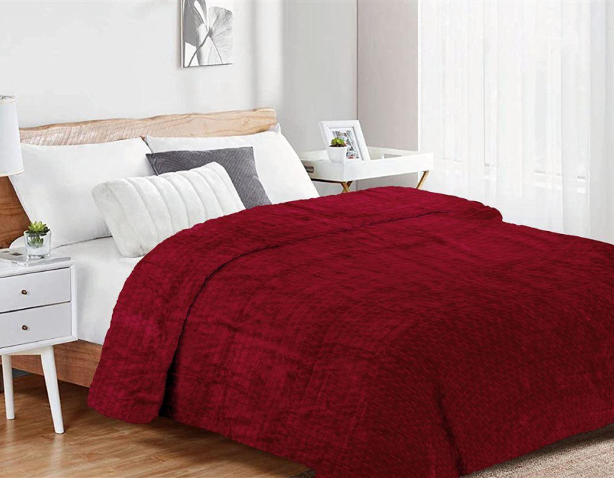 Κουβέρτα Coral Fleece Jacquard Brick 04 220X240 Bordeaux 100% Polyester