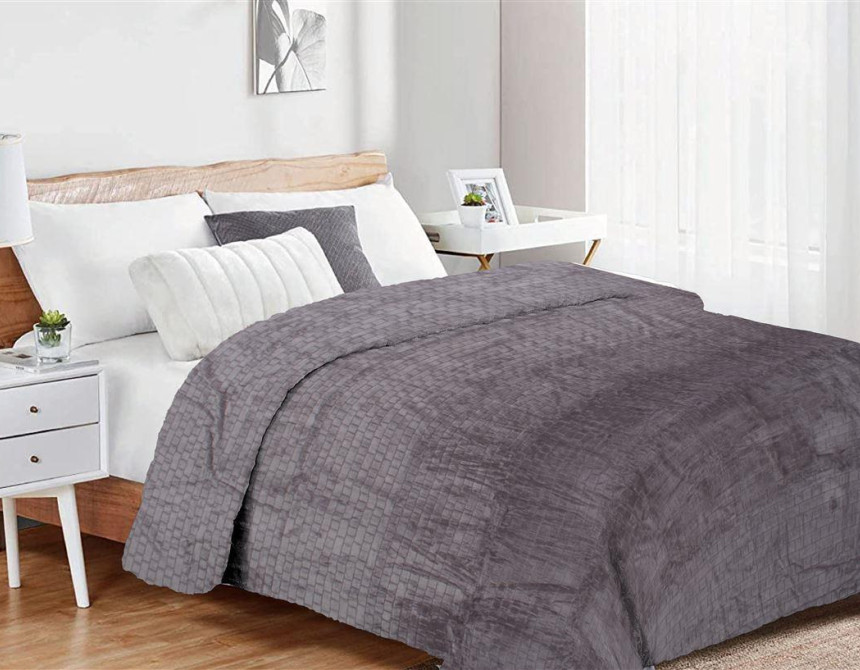 Κουβέρτα Coral Fleece Jacquard Brick 06 220X240 Grey 100% Polyester