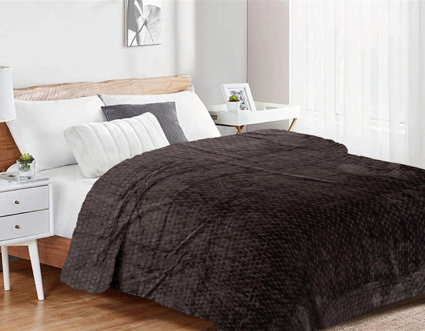 Κουβέρτα Coral Fleece Jacquard Brick 08 160X220 Grey-Black 100% Polyester