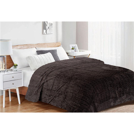 Κουβέρτα Coral Fleece Jacquard Brick 08 220X240 Grey-Black 100% Polyester