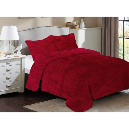 Κουβέρτα Coral Fleece Solid 04 160X220 Bordeaux 100% Polyester