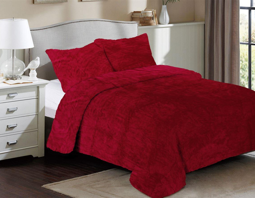 Κουβέρτα Coral Fleece Solid 04 160X220 Bordeaux 100% Polyester