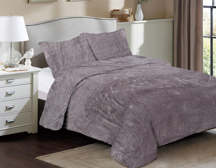 Κουβέρτα Coral Fleece Solid 06 160X220 Grey 100% Polyester