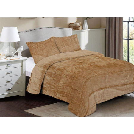 Κουβέρτα Coral Fleece Solid 02 220X240 Beige 100% Polyester