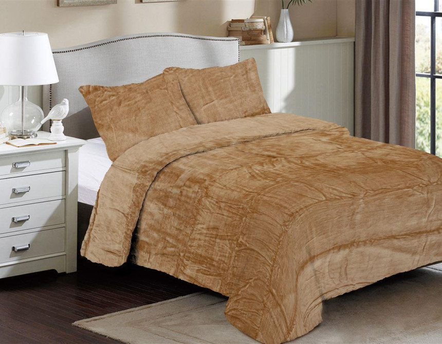 Κουβέρτα Coral Fleece Solid 02 220X240 Beige 100% Polyester