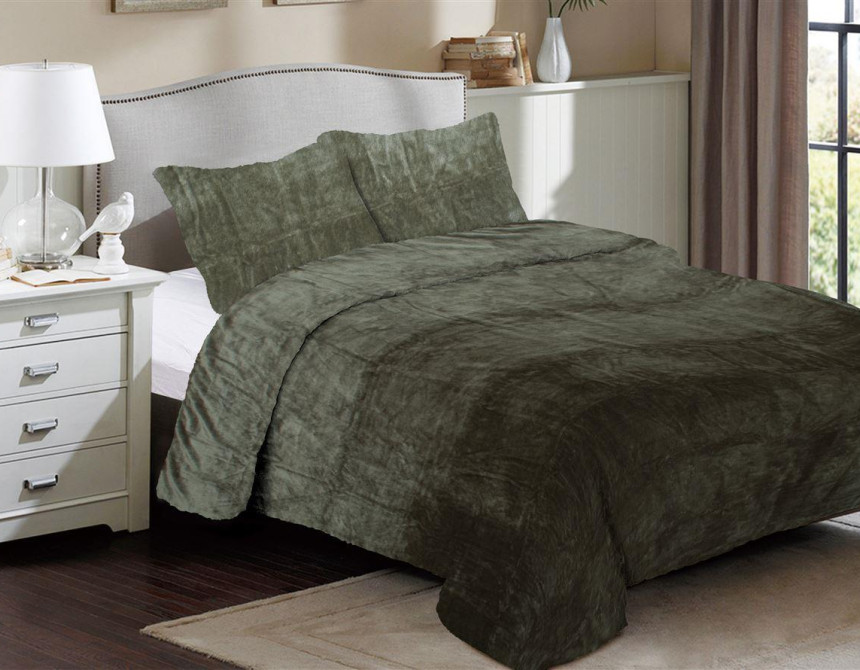 Κουβέρτα Coral Fleece Solid 07 220X240 Olive 100% Polyester