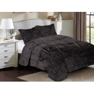 Κουβέρτα Coral Fleece Solid 08 220X240 Grey-Black 100% Polyester