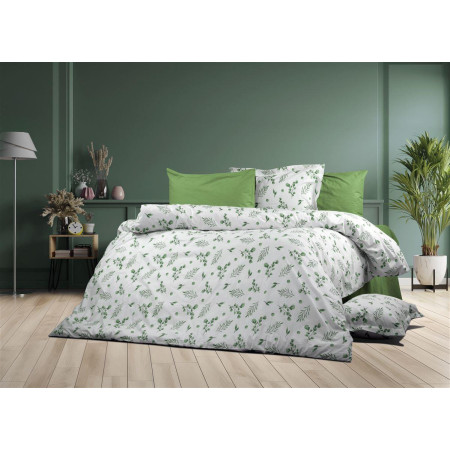 Παπλωματοθήκη Εμπριμέ Μυρτώ 351 160X240 Green 100% Cotton Flannel
