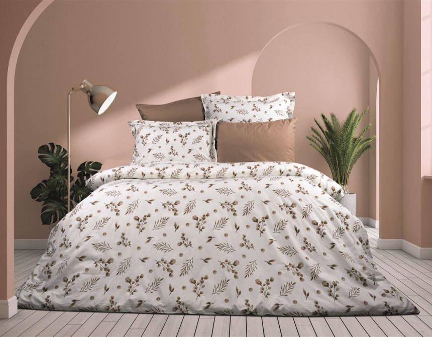Σεντόνια Εμπριμέ Σετ 4 τεμ Μυρτώ 352 220X240 Beige 100% Cotton Flannel