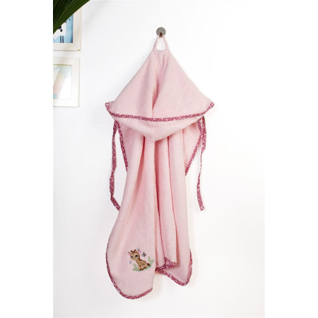 Κάπα Με Κέντημα bebe Giraffe 171 75X85 Pink 100% Cotton