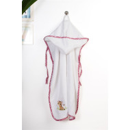 Κάπα Με Κέντημα bebe Giraffe 172 75X85 White-Pink 100% Cotton