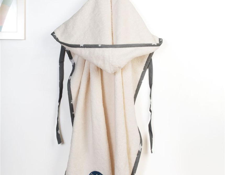 Κάπα Με Κέντημα bebe Cloudy Bear 177 75X85 Ecru-Grey 100% Cotton