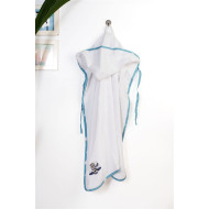 Κάπα Με Κέντημα bebe Aviator 184 75X85 White-Sky Blue 100% Cotton
