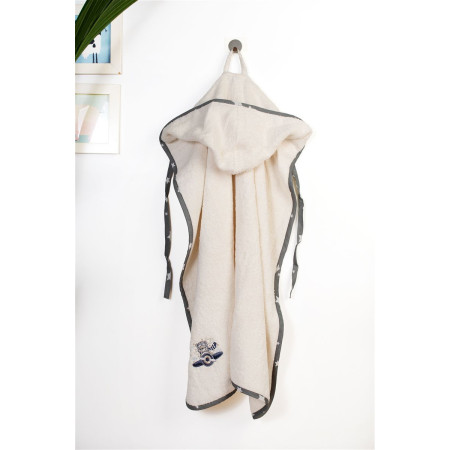 Κάπα Με Κέντημα bebe Aviator 185 75X85 Ecru-Grey 100% Cotton