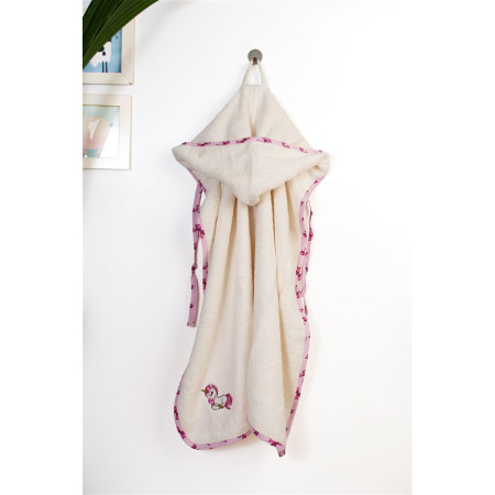 Κάπα Με Κέντημα bebe Unicorn 189 75X85 Ecru-Pink 100% Cotton