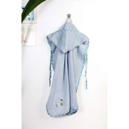 Κάπα Με Κέντημα bebe Stork 191 75X85 Sky Blue 100% Cotton