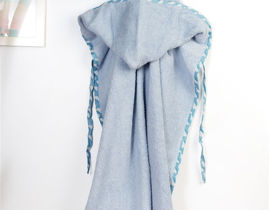 Κάπα Με Κέντημα bebe Stork 191 75X85 Sky Blue 100% Cotton