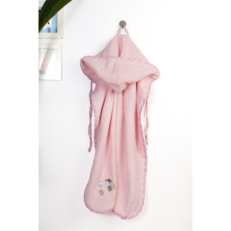Κάπα Με Κέντημα bebe Stork 192 75X85 Pink 100% Cotton