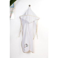 Κάπα Με Κέντημα bebe Stork 193 75X85 White-Yellow 100% Cotton
