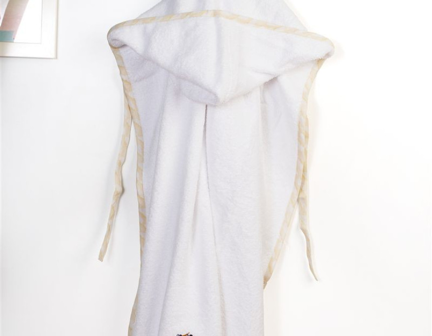 Κάπα Με Κέντημα bebe Stork 193 75X85 White-Yellow 100% Cotton
