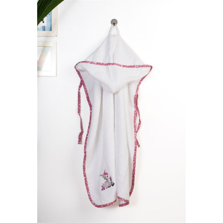Κάπα Με Κέντημα bebe Deer 197 75X85 White-Pink 100% Cotton