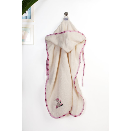 Κάπα Με Κέντημα bebe Deer 198 75X85 Ecru-Pink 100% Cotton