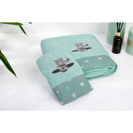 Πετσέτα Με Κέντημα Σετ 2 τεμ bebe Aviator 186 30X50,70X140 Mint 100% Cotton