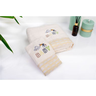 Πετσέτα Με Κέντημα Σετ 2 τεμ bebe Stork 194 30X50,70X140 Ecru-Yellow 100% Cotton