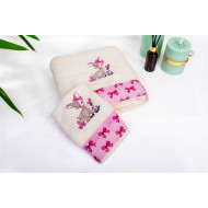 Πετσέτα Με Κέντημα Σετ 2 τεμ bebe Deer 198 30X50,70X140 Ecru-Pink 100% Cotton