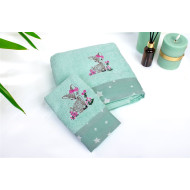 Πετσέτα Με Κέντημα Σετ 2 τεμ bebe Deer 199 30X50,70X140 Mint 100% Cotton