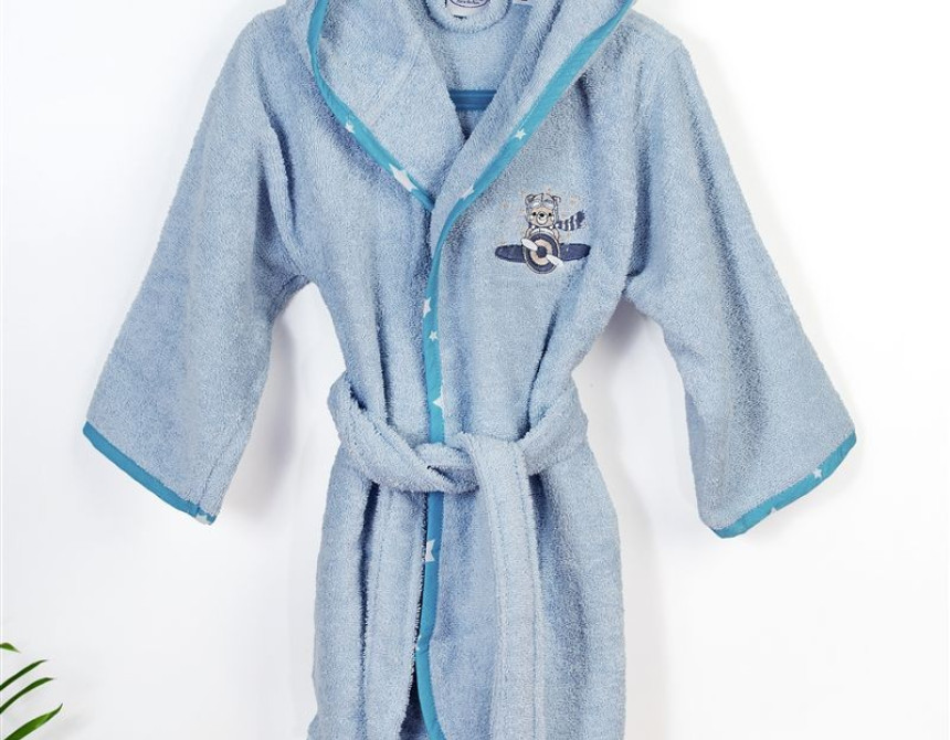 Μπουρνούζι Με Κέντημα kids Aviator 183 Size: 04 Sky Blue 100% Cotton