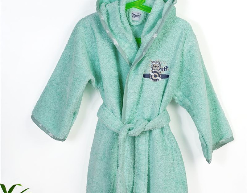 Μπουρνούζι Με Κέντημα kids Aviator 186 Size: 04 Mint 100% Cotton
