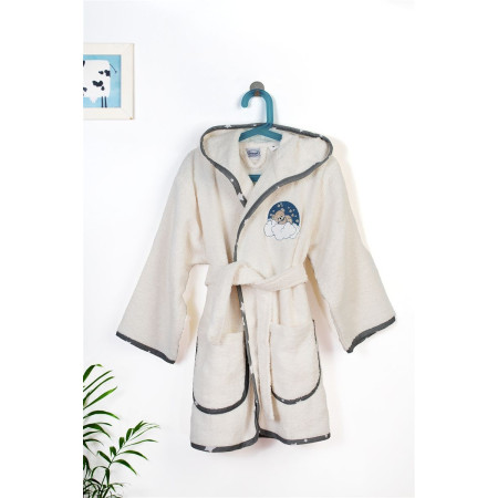 Μπουρνούζι Με Κέντημα kids Cloudy Bear 177 Size: 04 Ecru-Grey 100% Cotton