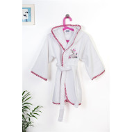 Μπουρνούζι Με Κέντημα kids Deer 197 Size: 02 White-Pink 100% Cotton