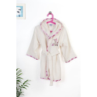 Μπουρνούζι Με Κέντημα kids Deer 198 Size: 02 Ecru-Pink 100% Cotton