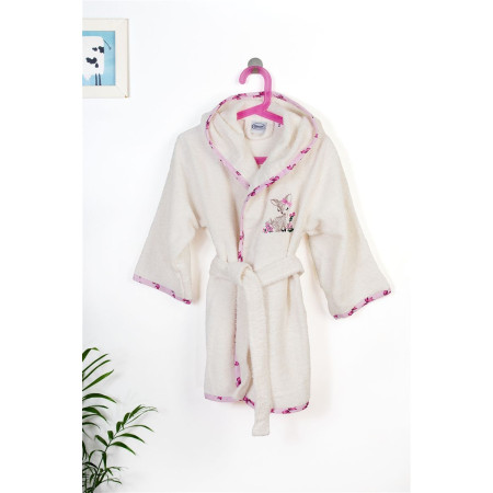 Μπουρνούζι Με Κέντημα kids Deer 198 Size: 04 Ecru-Pink 100% Cotton