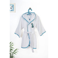 Μπουρνούζι Με Κέντημα kids Dinosaur 180 Size: 02 White-Sky Blue 100% Cotton