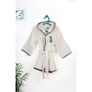 Μπουρνούζι Με Κέντημα kids Dinosaur 181 Size: 02 Ecru-Grey 100% Cotton