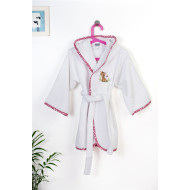 Μπουρνούζι Με Κέντημα kids Giraffe 172 Size: 04 White-Pink 100% Cotton