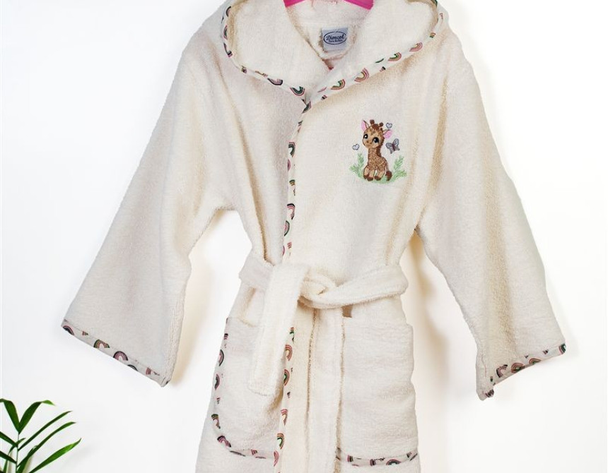 Μπουρνούζι Με Κέντημα kids Giraffe 173 Size: 02 Ecru-Multi 100% Cotton