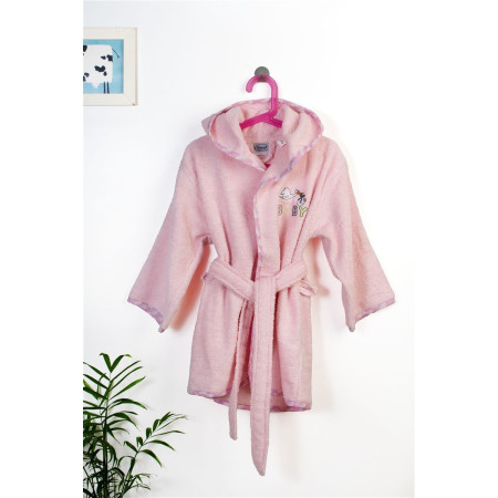 Μπουρνούζι Με Κέντημα kids Stork 192 Size: 02 Pink 100% Cotton