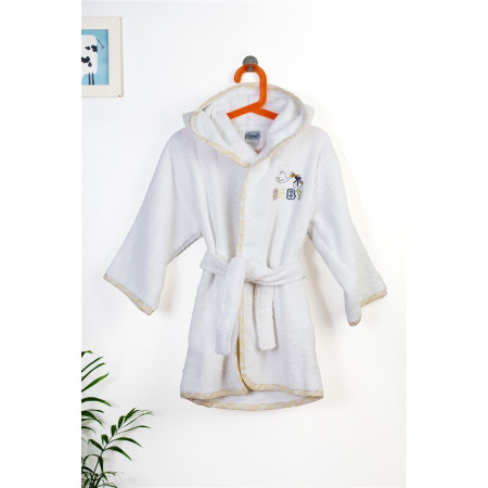 Μπουρνούζι Με Κέντημα kids Stork 193 Size: 02 White-Yellow 100% Cotton