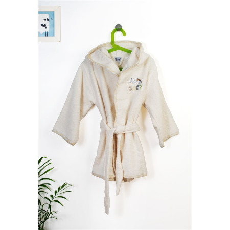 Μπουρνούζι Με Κέντημα kids Stork 194 Size: 04 Ecru-Yellow 100% Cotton