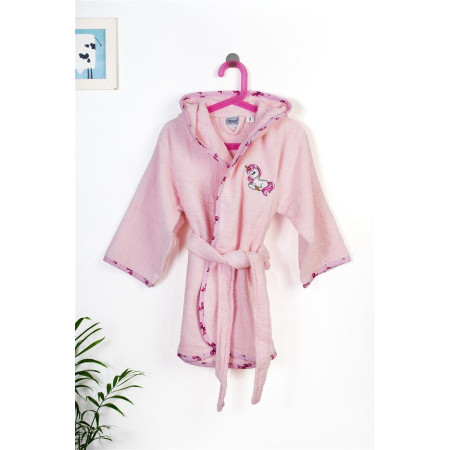 Μπουρνούζι Με Κέντημα kids Unicorn 187 Size: 04 Pink 100% Cotton