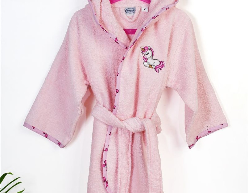 Μπουρνούζι Με Κέντημα kids Unicorn 187 Size: 04 Pink 100% Cotton