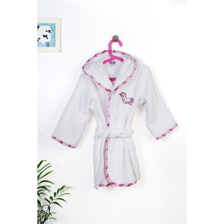 Μπουρνούζι Με Κέντημα kids Unicorn 188 Size: 02 White-Pink 100% Cotton