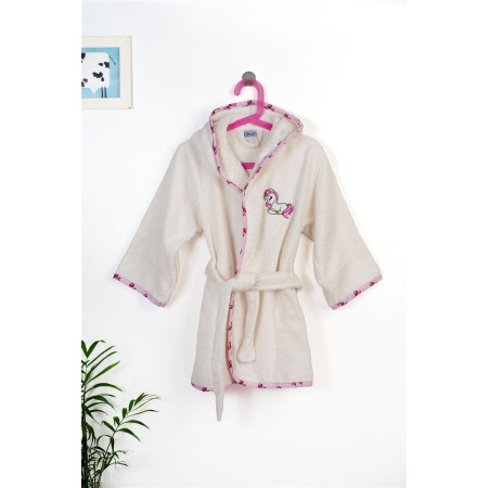 Μπουρνούζι Με Κέντημα kids Unicorn 189 Size: 04 Ecru-Pink 100% Cotton