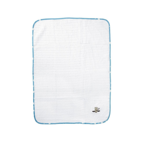 Κουβέρτα Πικέ Με Κέντημα bebe Aviator 184 100X160 White-Sky Blue 100% Cotton